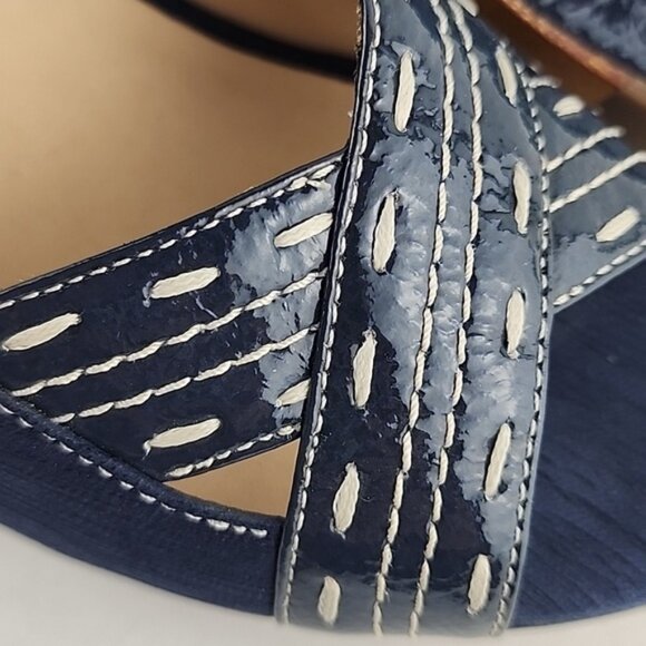 Modern Vintage Diva Wedge Slingback Blue Platform Peep Toe Shoe Sandal Sz 6 - Picture 8 of 16